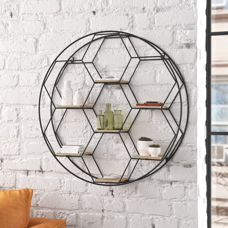 Round metal wall shelf discount